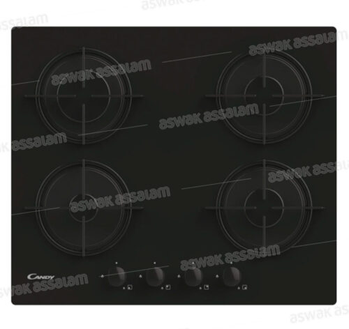 PLAQUE DE CUISSON ENCASTRABLE EN VERRE 4 FEUX 60CM NOIR CVW6BB CANDY
