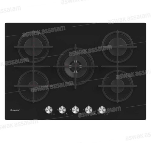 PLAQUE DE CUISSON ENCASTRABLE EN VERRE 5 FEUX 75CM NOIR CVG74WPB CANDY