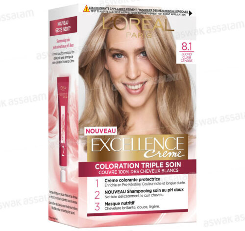 COLORATION 8.1 BLANC CLAIR CENDRE EXCELLENCE