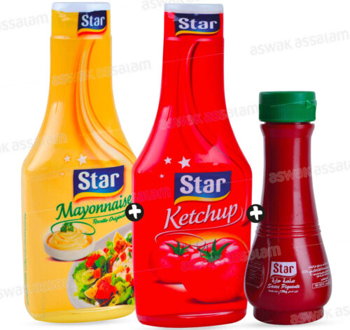LOT MAYONNAISE 330G + KETCHUP 300G + SAUCE PIQUANTE 170G STAR