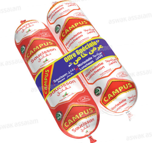 LOT DE MORTADELLE 600G + SAUCISSON PIQUANT 600G CAMPUS