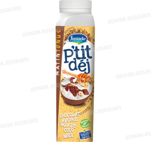 YAOURT A BOIRE CHOCOLAT, AVOINE, NOIX DE COCO & MIEL 320G P’TIT DEJ JAOUDA