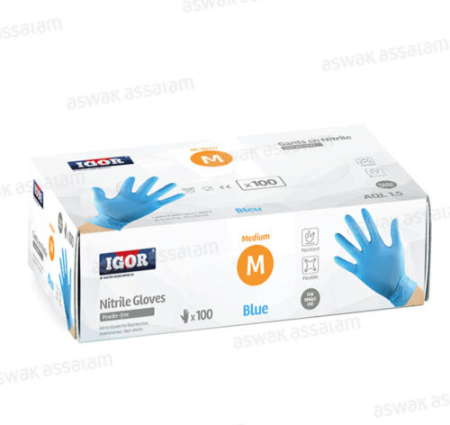 100 GANTS NITRILE MEDIUM BLEU IGOR